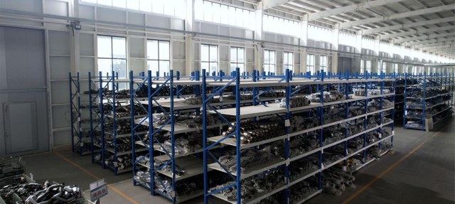 Racked finished-goods warehouse